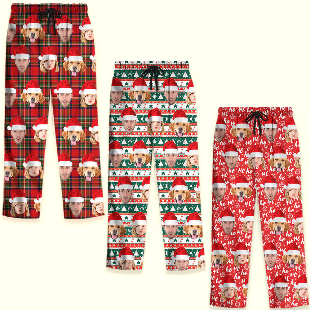 Custom Christmas With Face Photo Family Pajama Pants, Christmas Gift YHN-THUY