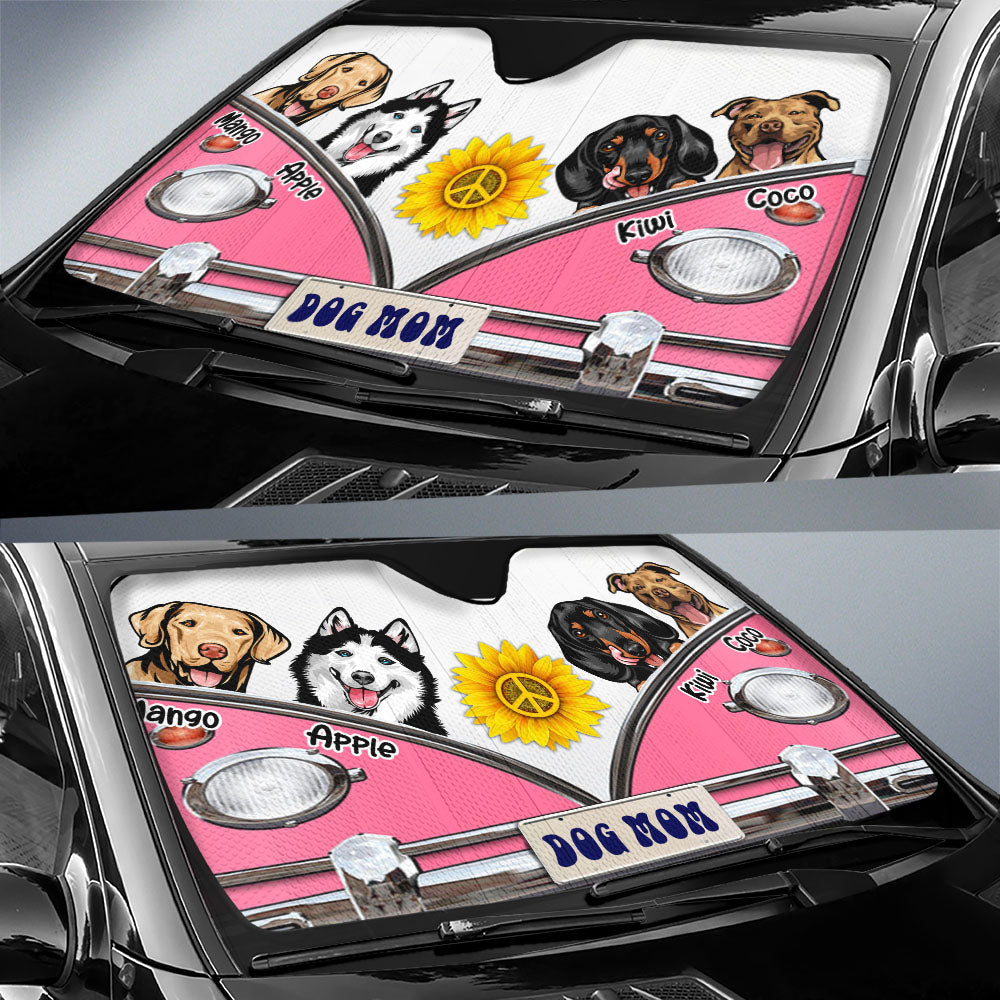 Dog Mom Hippie Dog Car Sunshade, Gift For Dog Lover Huyen-Thuy