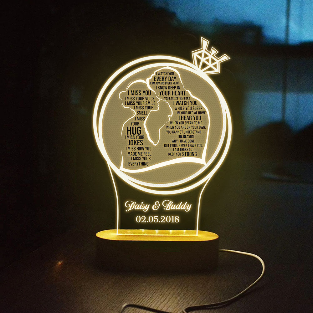 Personalized The Light Of Love Lamp With Wooden Oval Stand, Love Gift For Couple CHI-THUY