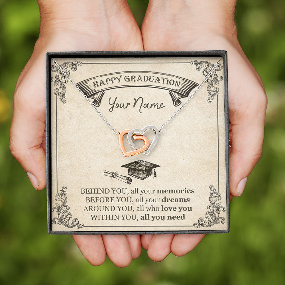 Behind You All Your Memories Graduation Message Card Necklace