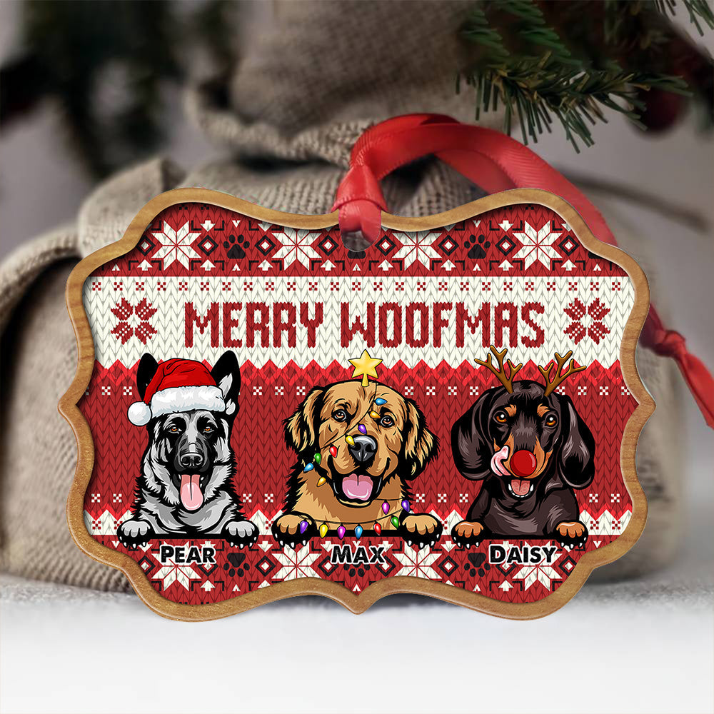 Merry Woofmas Personalized Dog Christmas Pattern MDF Ornament, Customized Holiday Ornament CHI-YEN