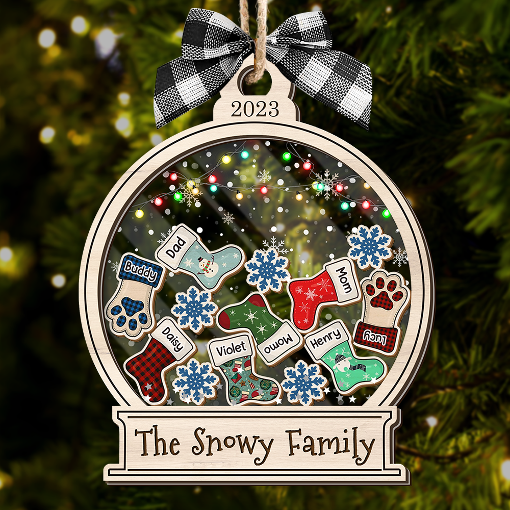 Personalized Shaker Ornament - Christmas Gift For Family - Gingerbread Family Stockings