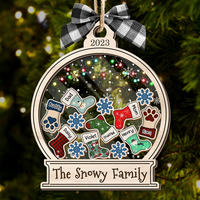 Thumbnail for Personalized Shaker Ornament - Christmas Gift For Family - Gingerbread Family Stockings