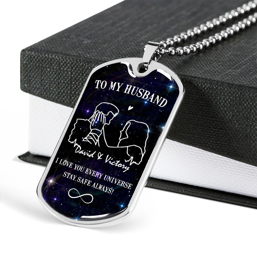 I Love You Every Universe Stay Safe Always Dog Tag Necklace