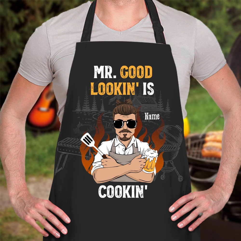 Mr. Good Lookin' Is Cookin' Dad Apron, Gift For Dad