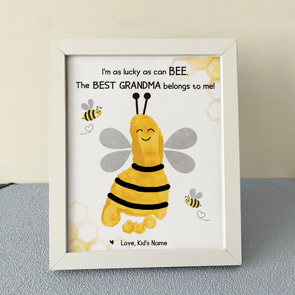 I'm As Lucky As Can Bee Grandma Photo Frame, Kids Footprint Keepsake