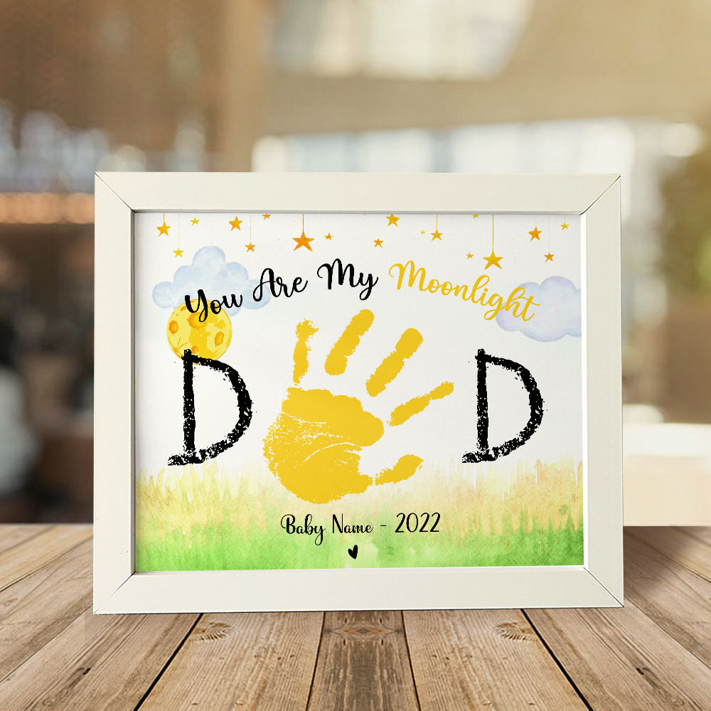 You Are My Moonlight Dad Photo Frame, Kids Handprint Keepsake