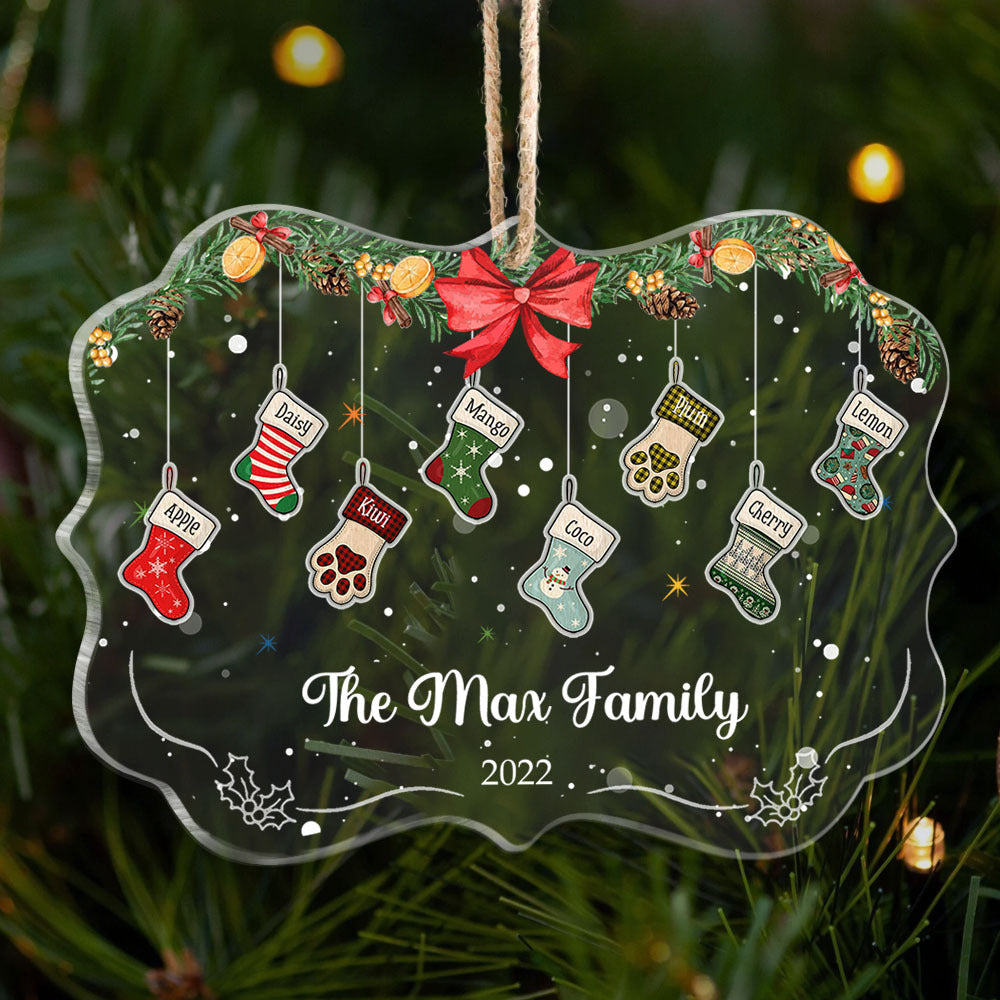 Custom Christmas Stockings Hanging Family Printed Acrylic Ornament, Christmas Gift YHN-THUY