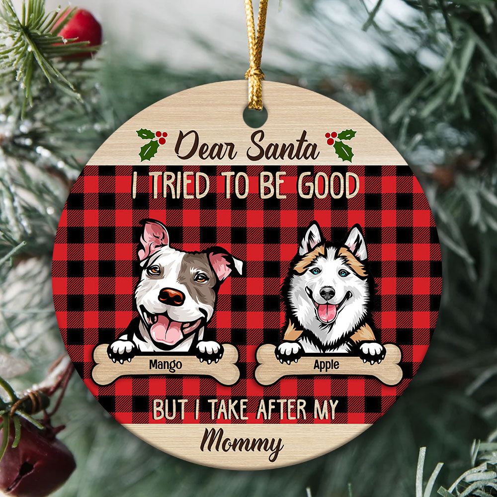 Dear Santa Dog Christmas Ceramic Ornament  - Personalized Decorative Ornament CHI-THUY