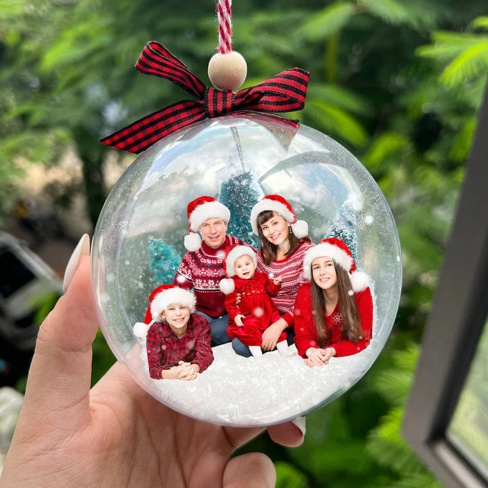 Personalized 3D Acrylic Ball Ornament - Christmas Gift For Family - Upload Family Photo