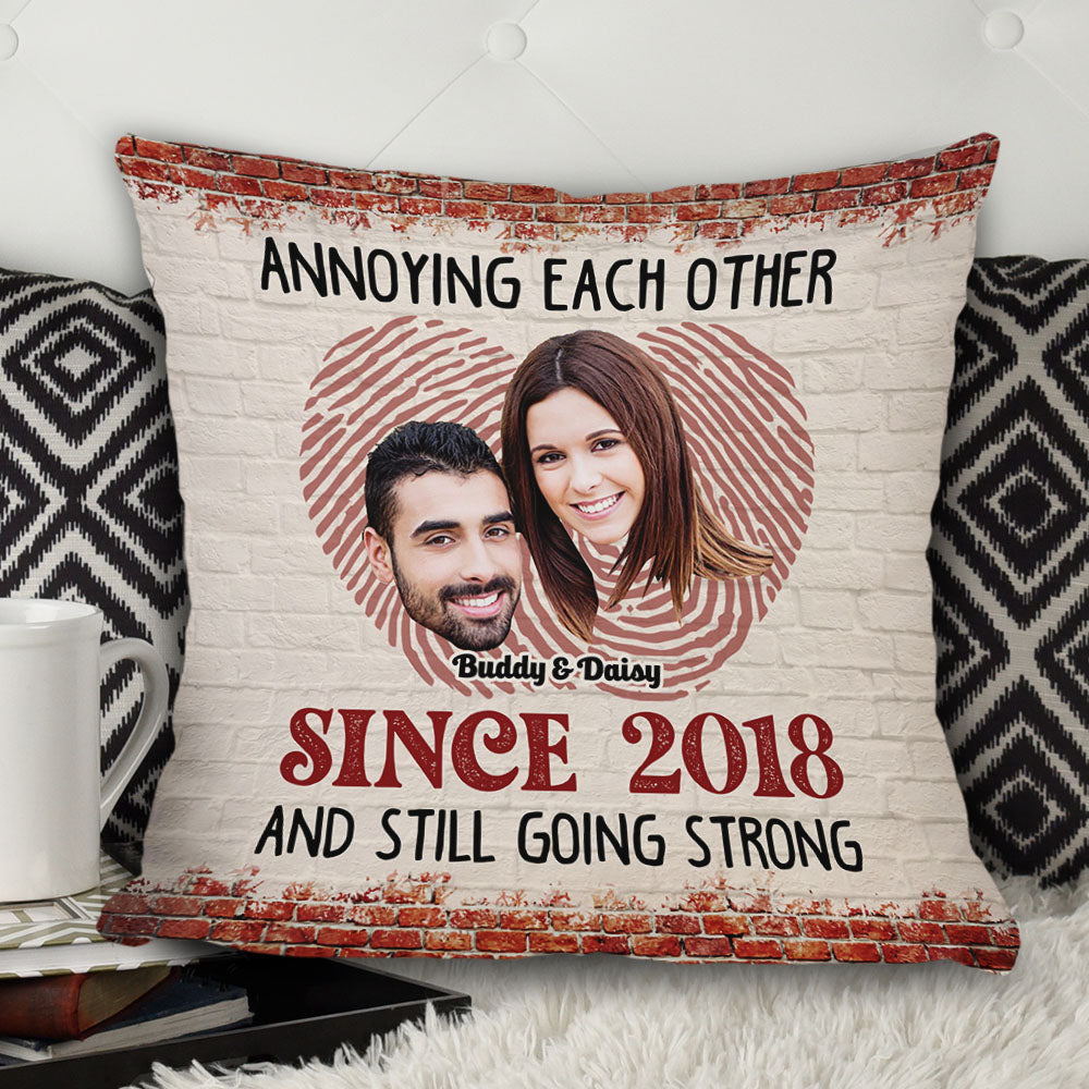 Upload Couple Photo Annoying Each Other Pillow, Custom Valentine Day Gift Dung-Thuy