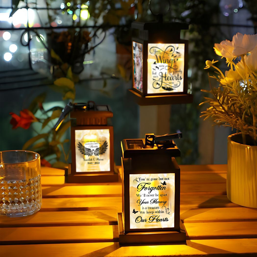 Personalized Solar Lantern - Christmas Gift For Family - Gone But Not Forgotten Memorial Photo