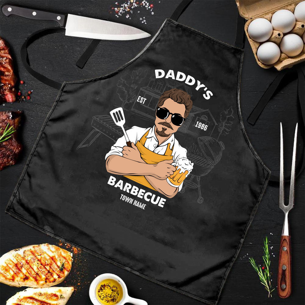 Daddy's Barbecue Apron, Gift For Dad, Custom Text & Clipart