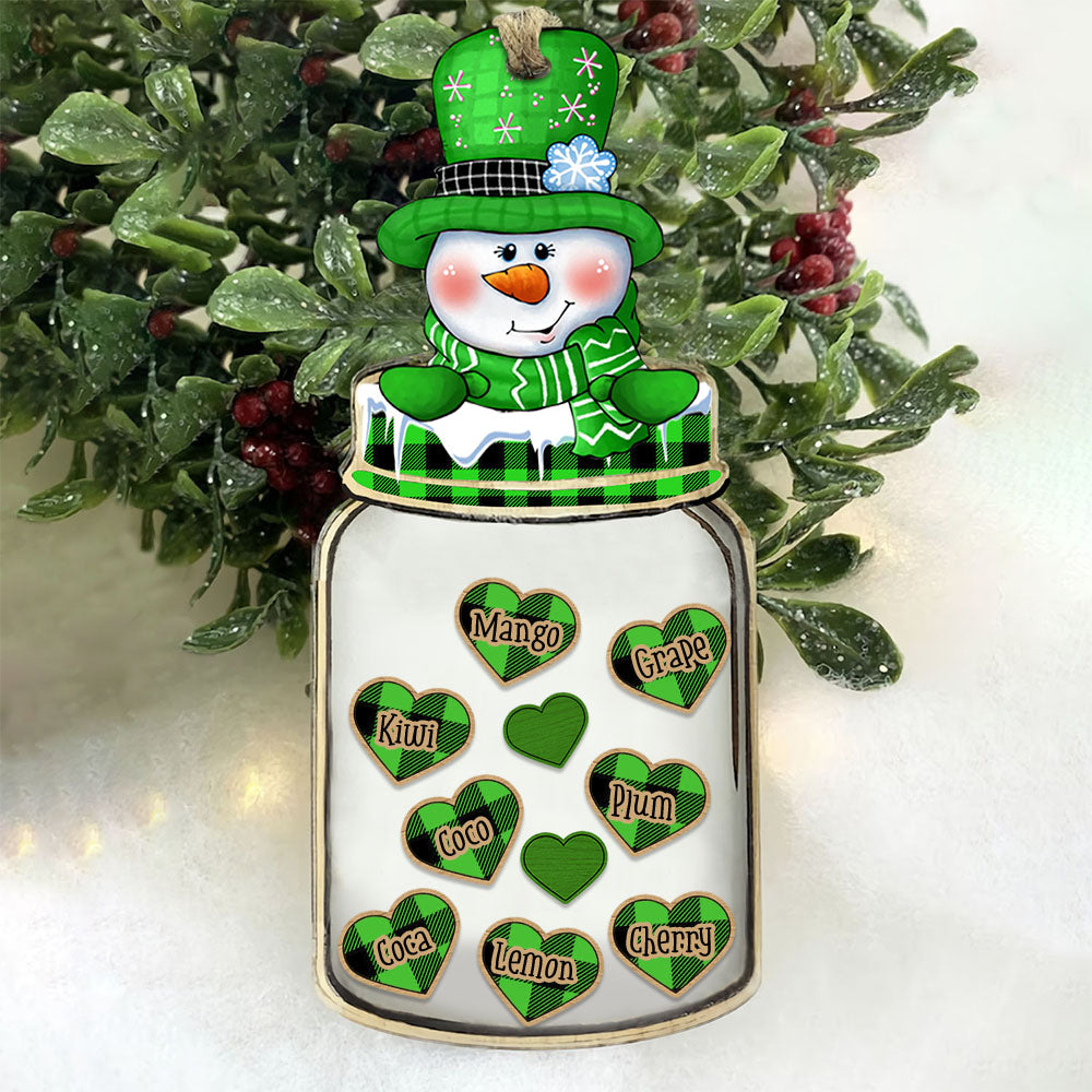 Personalized Heart Jar Snowman Mom Grandma Christmas Printed Acrylic Ornament , Customized Holiday Ornament