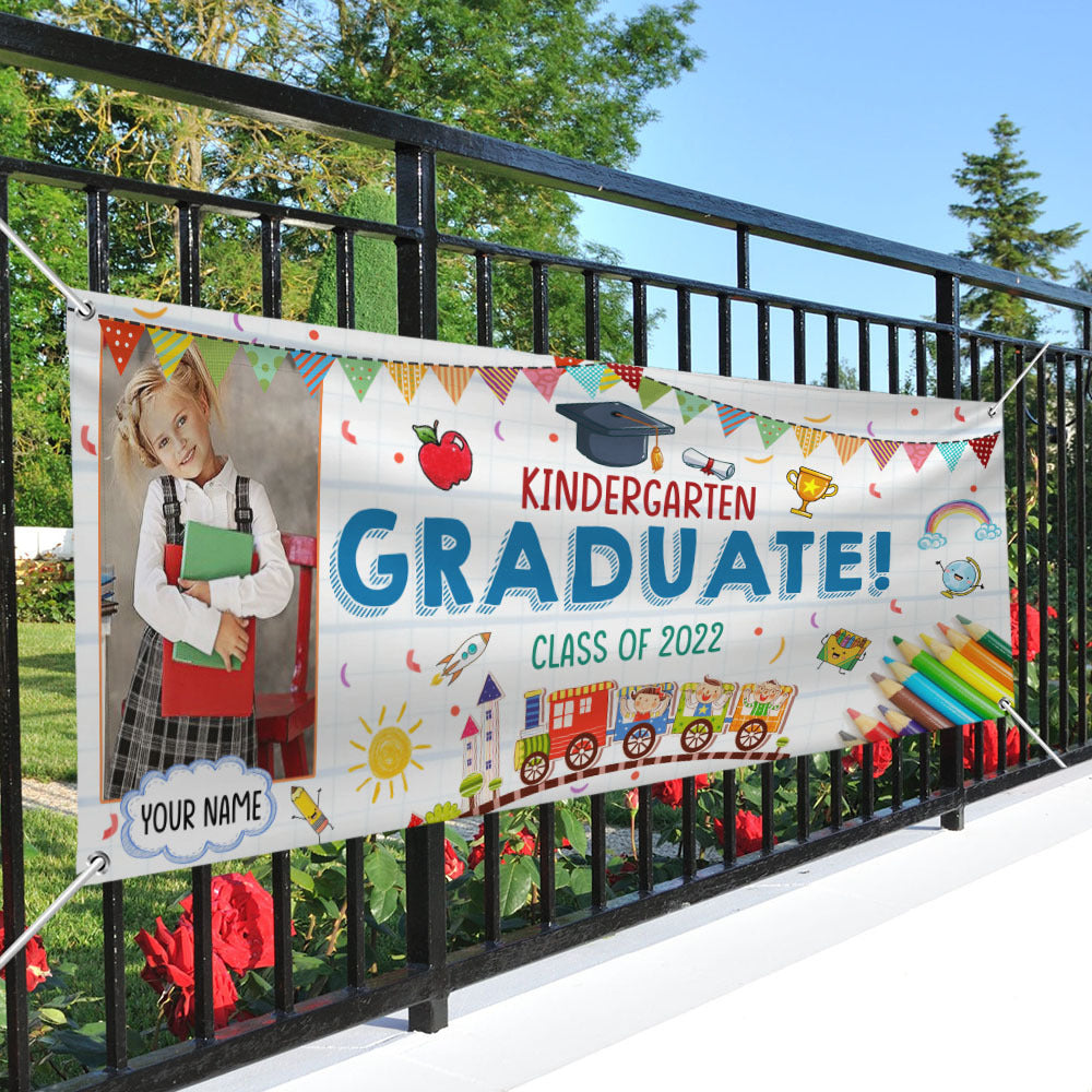 Kindergarten Graduate With Photo Banner, Graduation Party Banner