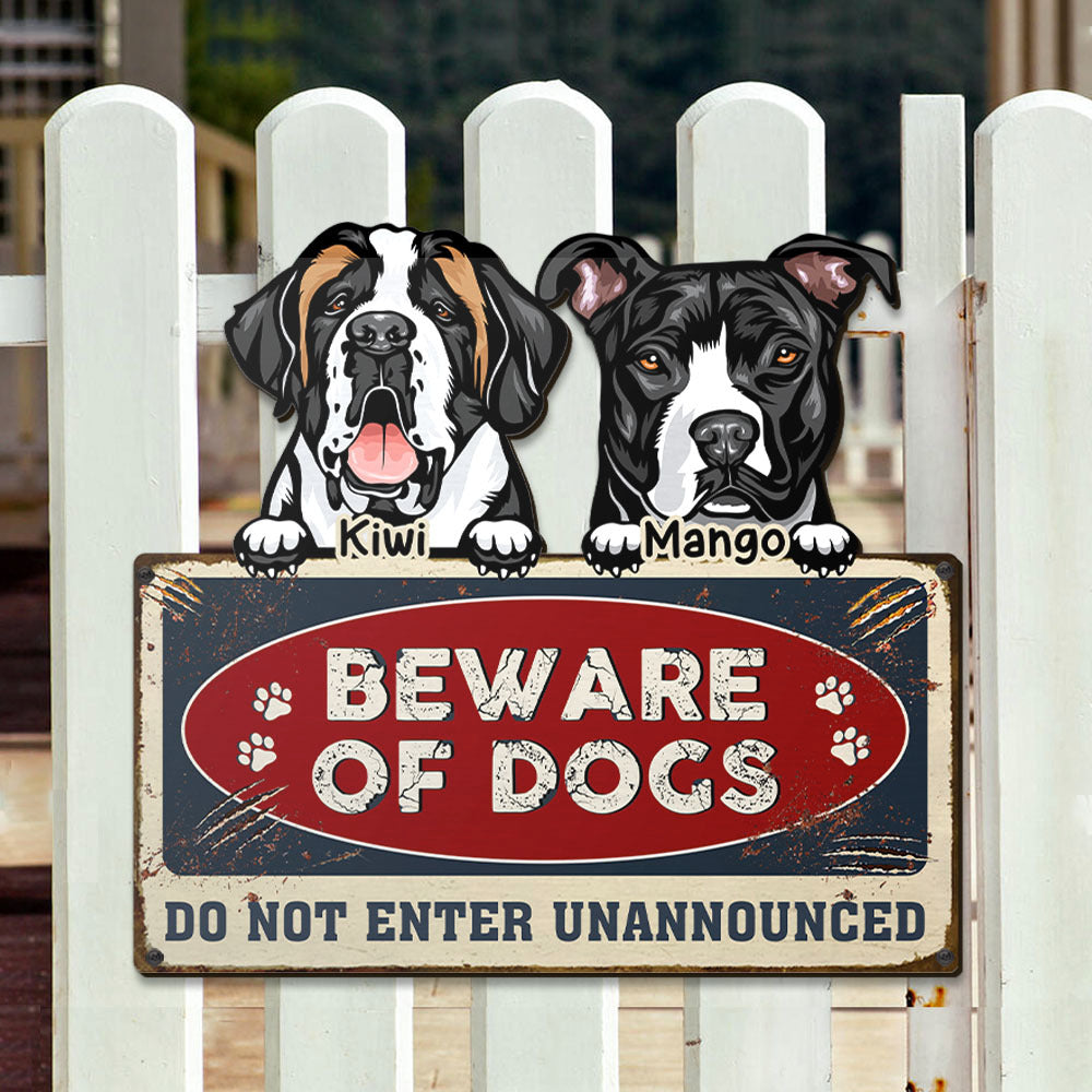 Personalized Metal Sign - Gift For Dog Lovers - Beware Of Dog Sign