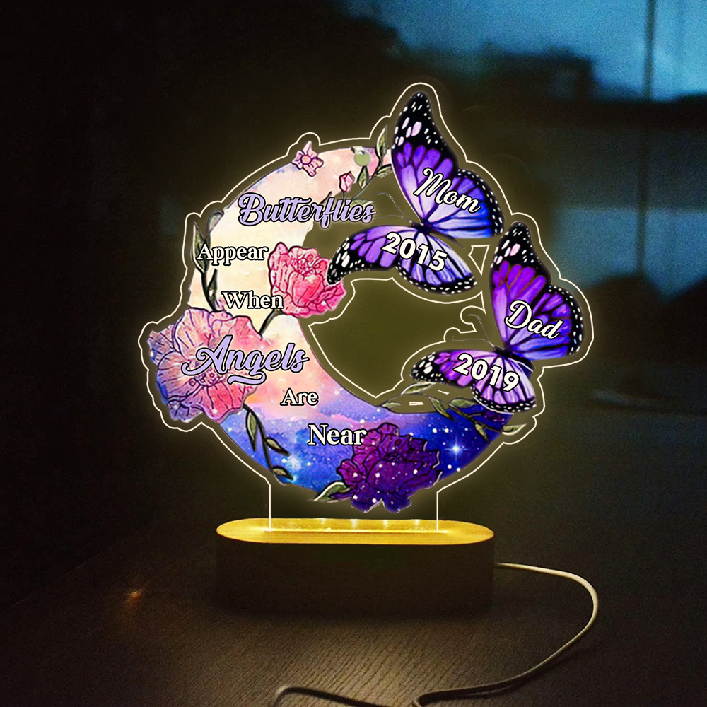 Personalized Butterflies Appear When Angels Are Near Mom Dad Memorial Lamp, Symathy Gift CHI-YEN