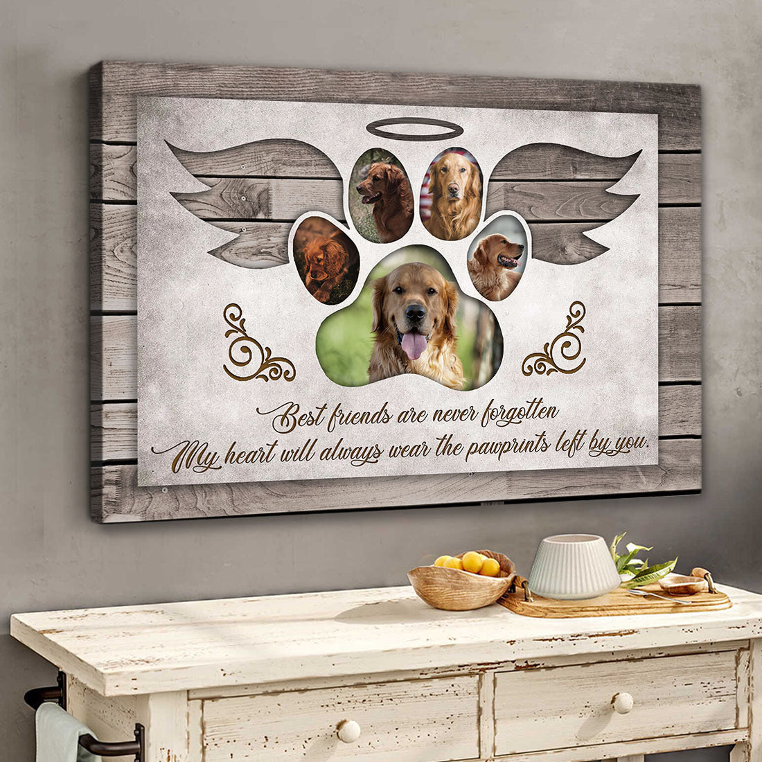 Best Friends Are Never Forgotten Canvas Wall Art, Pet Loss Gift