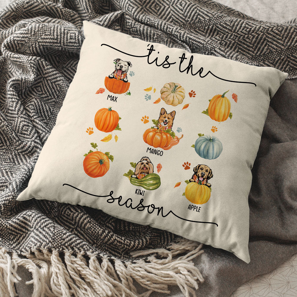 'Tis The Season Dog Fall Pillow, Custom Pet Pumpkin Huyen-Thuy