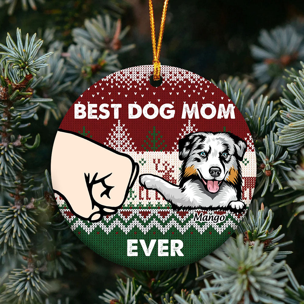 Personalized Best Dog Dad Ever Christmas Ceramic Ornament, Personalized Decorative Ornament CHI-THUY