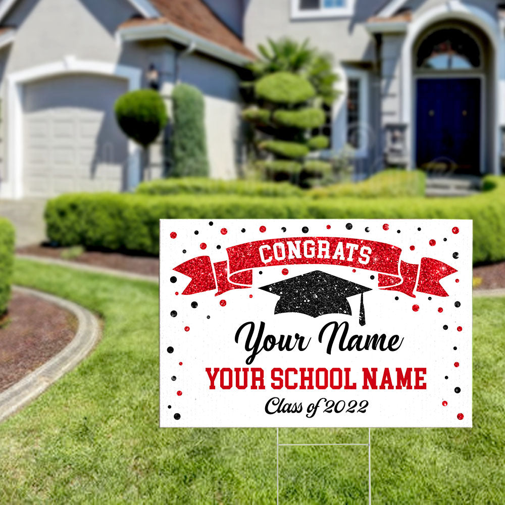 Glitter Ribbon Graduation Lawn Sign With Stake, Yard Sign