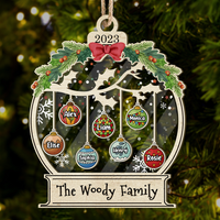 Thumbnail for Personalized Wooden & Acrylic Layered Ornament - Christmas Gift For Family - Christmas Ball With Name