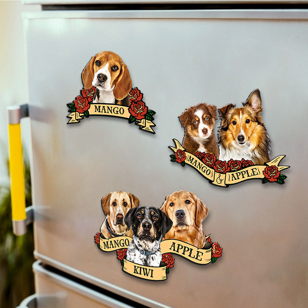 Custom Photo With Floral Banner Pet Magnets, Fridge Magnet, Gift for Pet Lovers JonxiFon