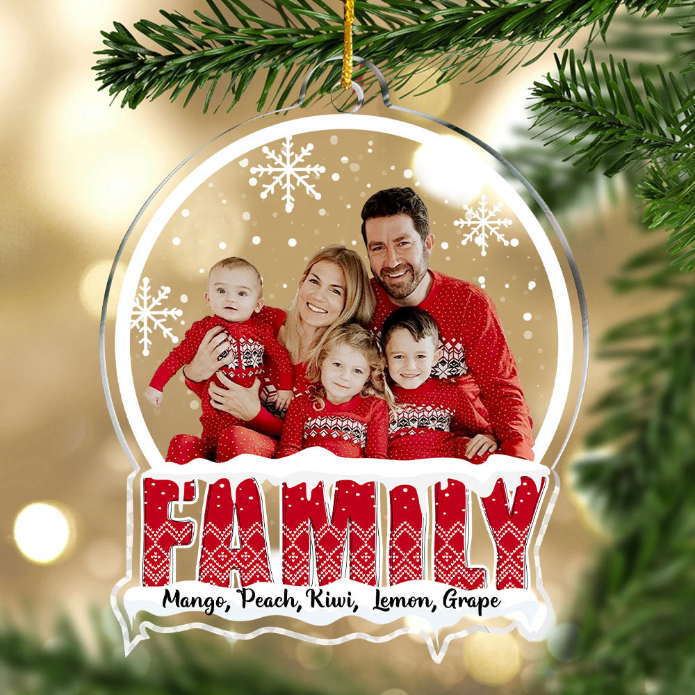 Personalized Acrylic Ornament - Christmas Gift For Family - Snowball With Family Photo