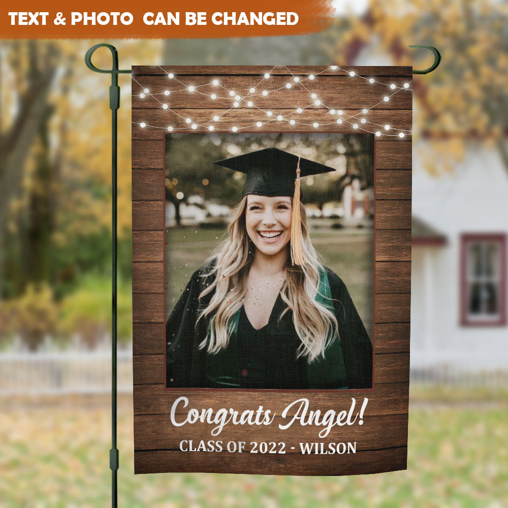 Custom Text Photo Graduation Garden Flag, Graduation Gift