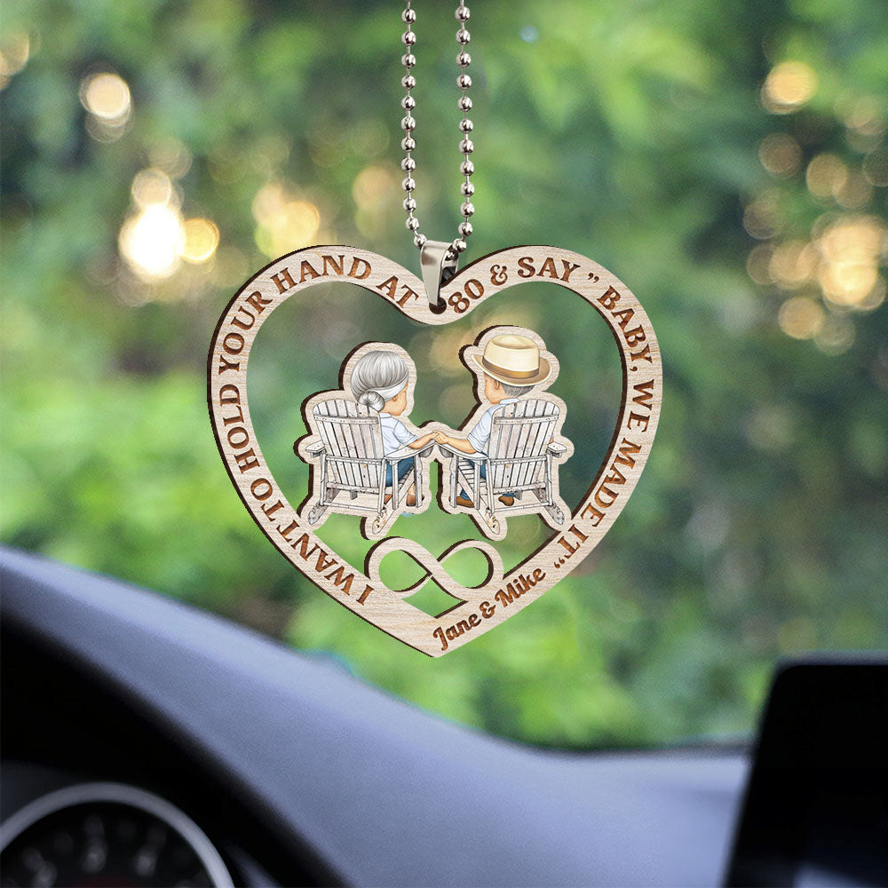 I Want To Hold Your Hand At 80 Personalized Acrylic Car Ornament