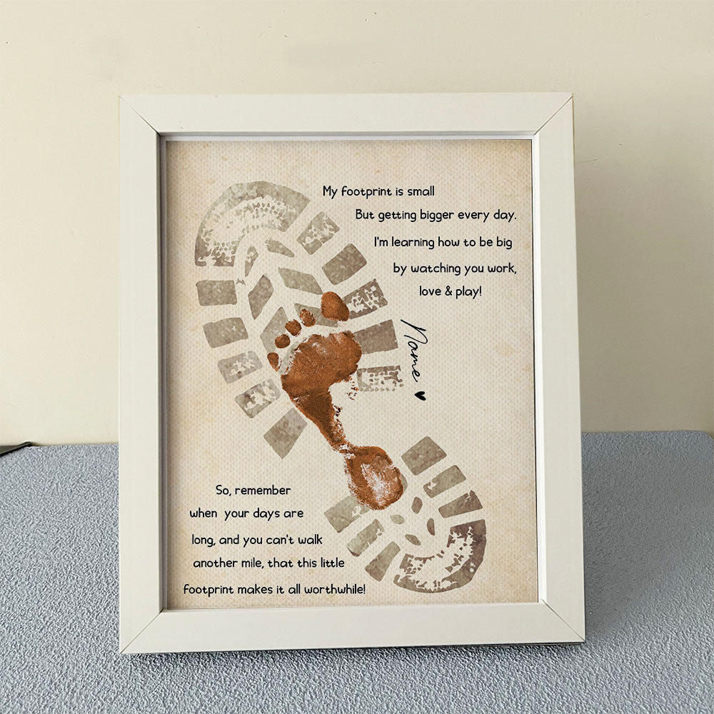 My Footprint Is Small Dad Photo Frame, Kids Footprint Keepsake