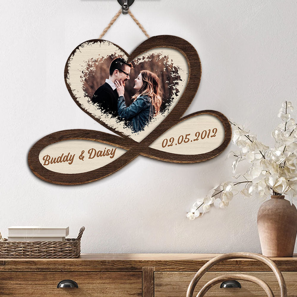 Personalized Couple Infinity Heart Wood Sign, Valentines Day Gift For Love Couple CHI-THUY