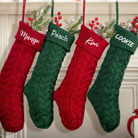 Thumbnail for Personalized Embroidered Christmas Stocking V1 - Christmas Gift For Family - Name Christmas Knitted Stockings