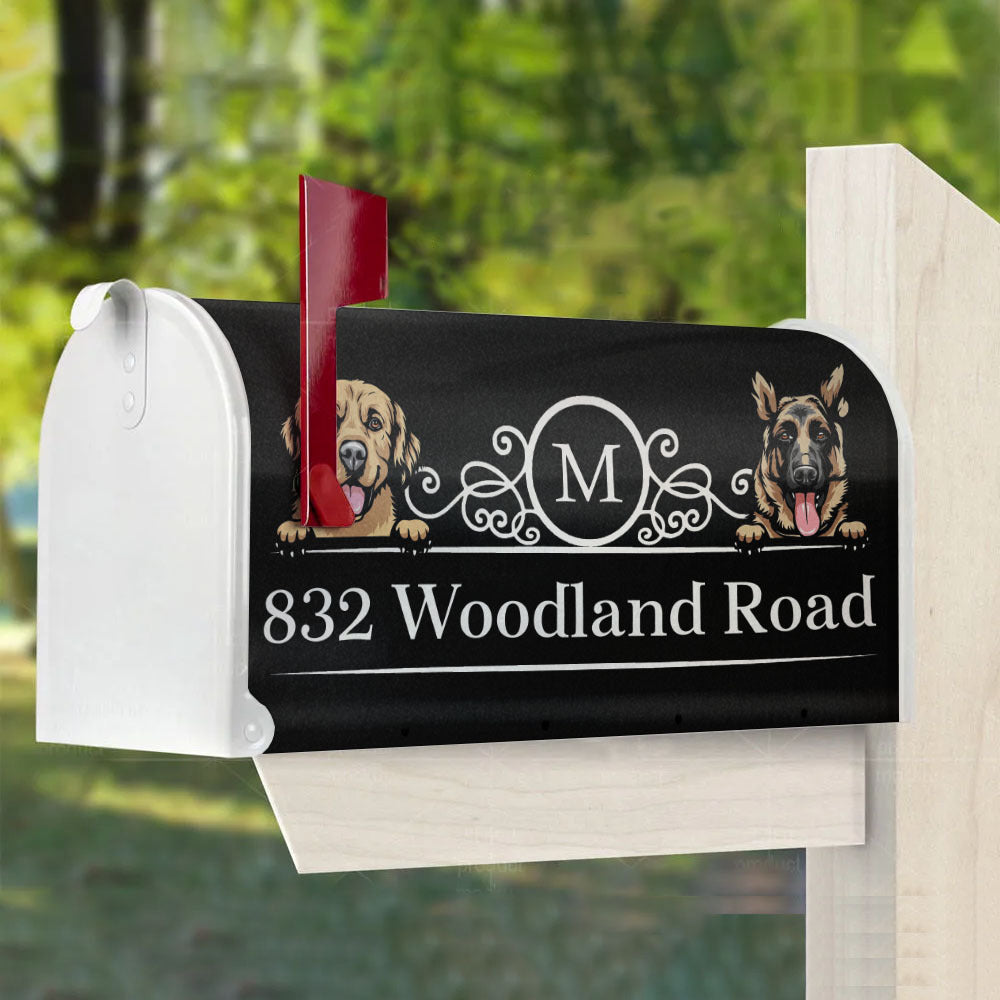 Family Name House Address Magnetic Mailbox Cover, Dog Lover Gift