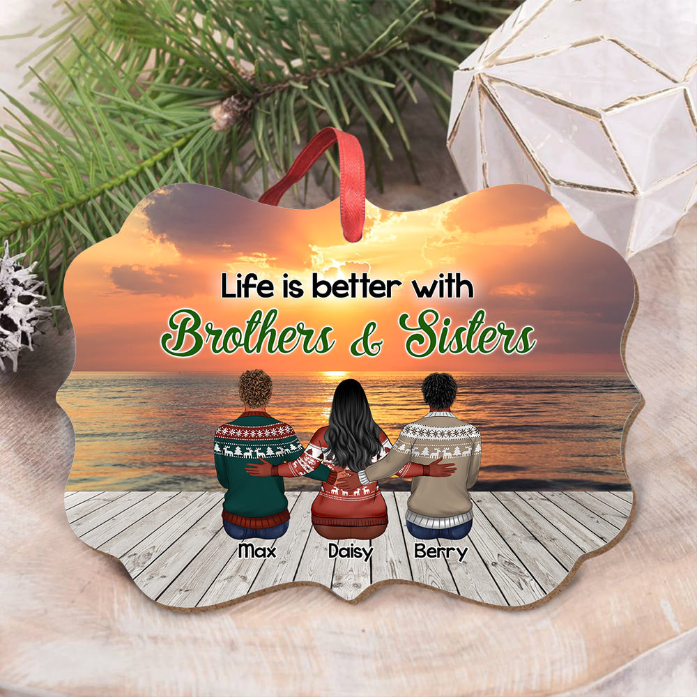 Personalized Family Members Brother Sister MDF Ornament CHI-YEN