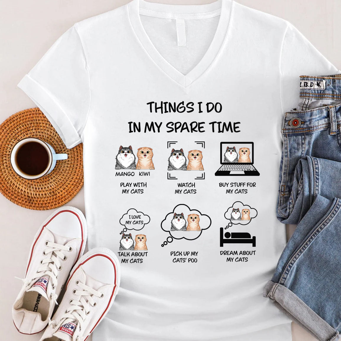 Things I Do In My Spare Time Personalized Shirt, Gift For Cat Lovers