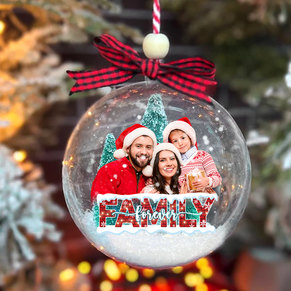 Personalized 3D Acrylic Ball Ornament - Christmas Gift For Family - Holiday Family Forever Photo