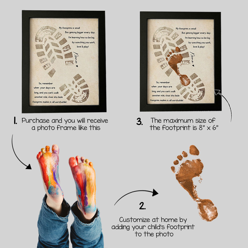 My Footprint Is Small Dad Photo Frame, Kids Footprint Keepsake