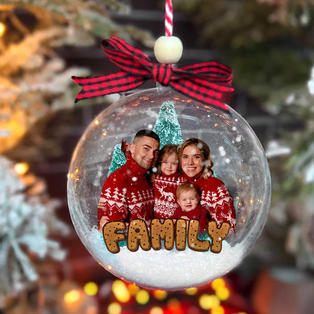 Personalized 3D Acrylic Ball Ornament - Christmas Gift For Family - Holiday Family Forever Photo