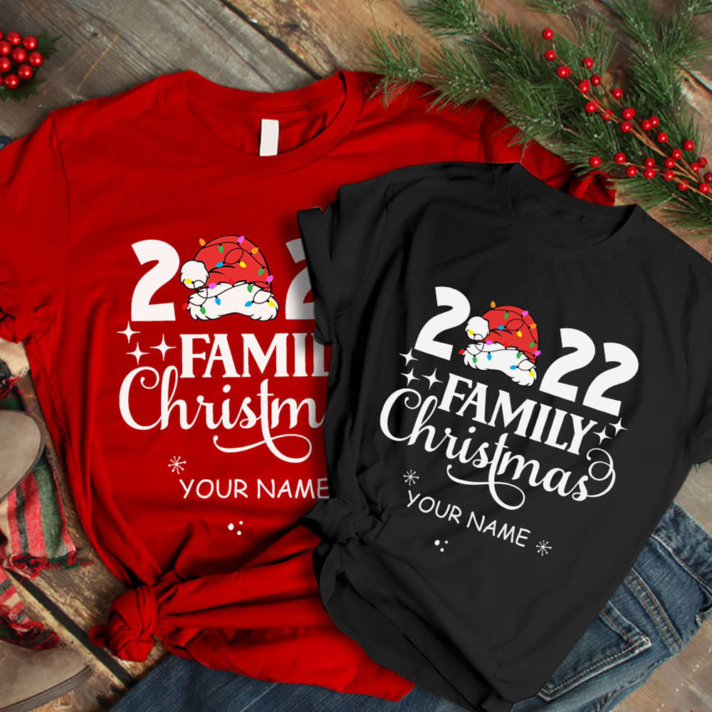 Custom Name Family Christmas 2022 T-Shirt, Christmas Gift CustomCat