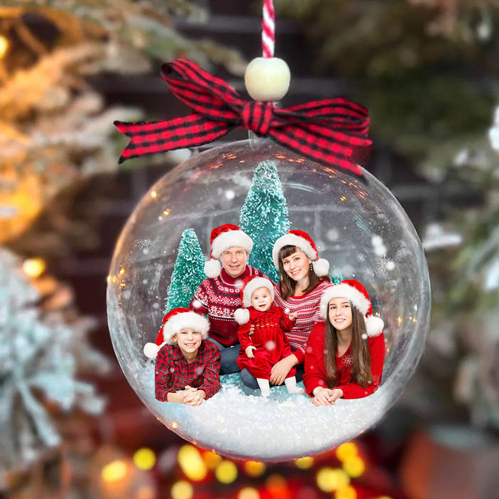 Personalized 3D Acrylic Ball Ornament - Christmas Gift For Family - Upload Family Photo