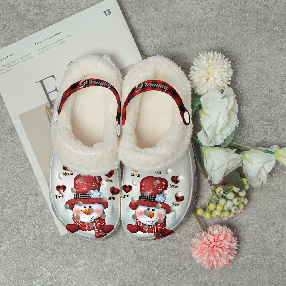 Personalized Grandma Heart Christmas Fleece Crocs, Gift For Mom Grandma YHN-THUY