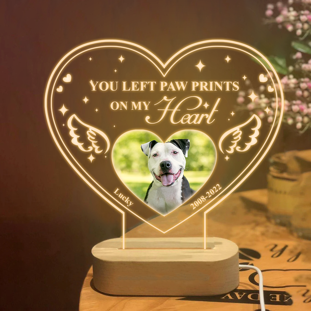 Custom I'll Hold You In My Heart Photo Lamp With Wooden Oval Stand, Memorial Gift