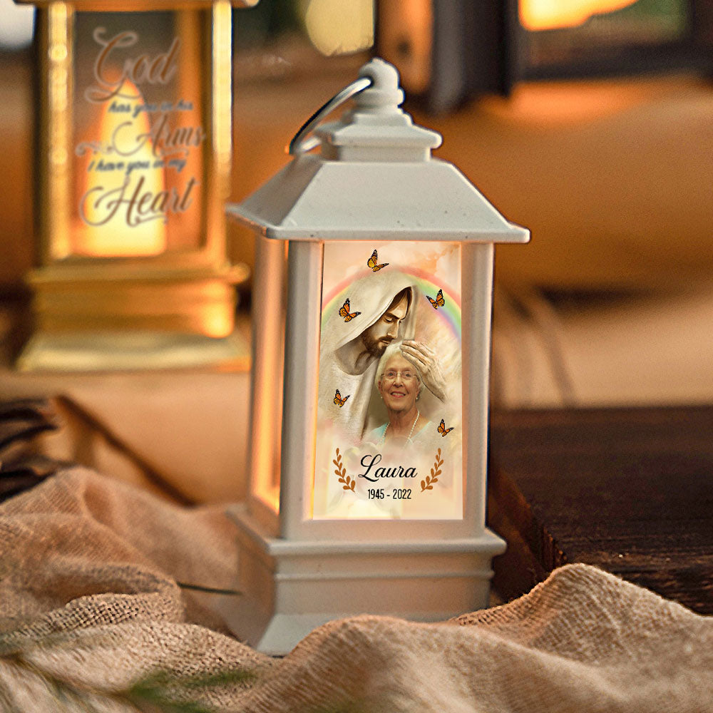 Personalized God Has You In His Arm I Have You In My Heart Memorial Lantern