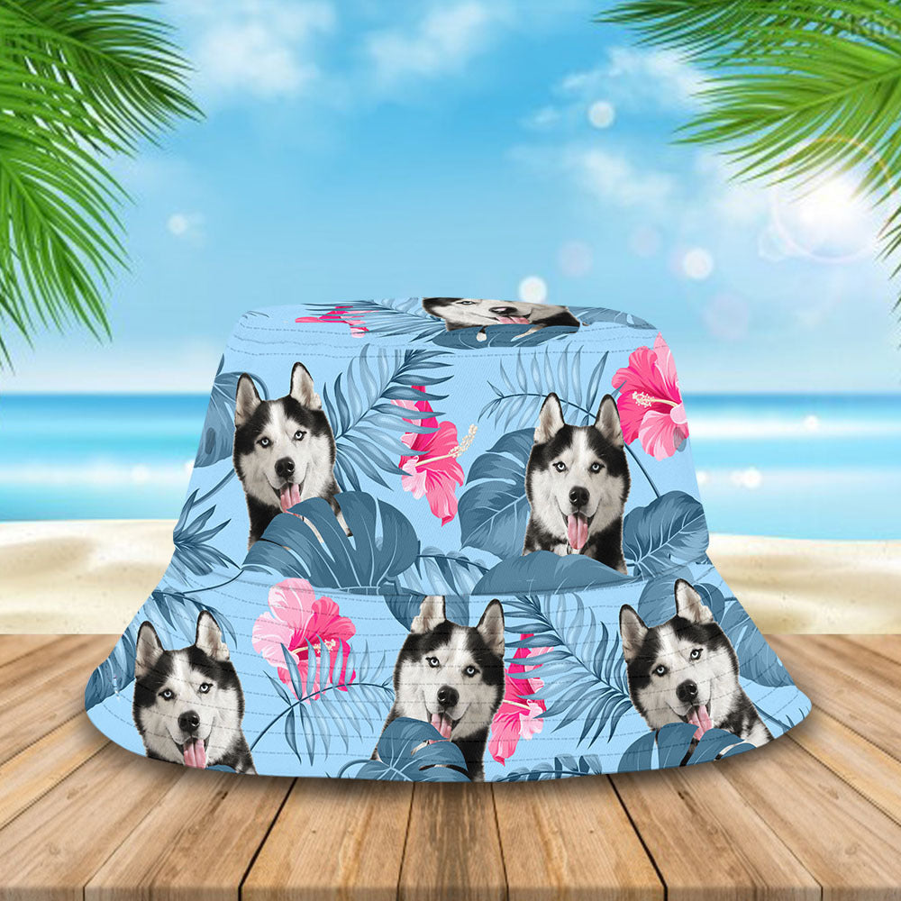 Custom Pet Face Hawaiian Bucket Hat, Dog Lover Gift