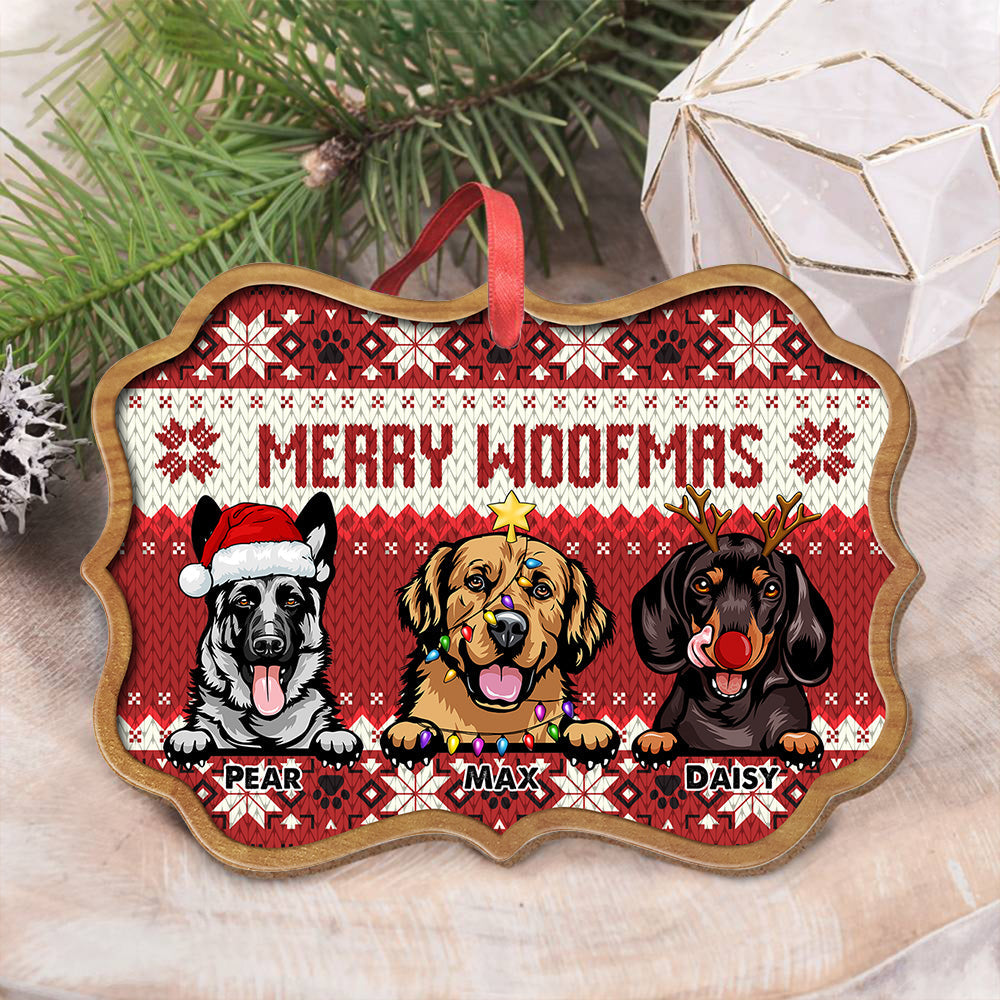 Merry Woofmas Personalized Dog Christmas Pattern MDF Ornament, Customized Holiday Ornament CHI-YEN