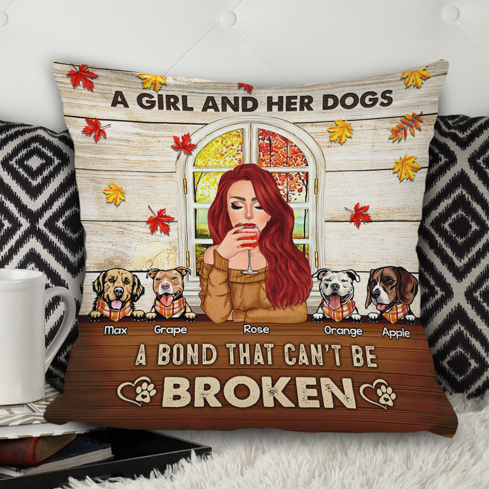 A Girl Her Dogs A Bond Custom Pillow, DIY Gift For Dog Lovers CT-YEN