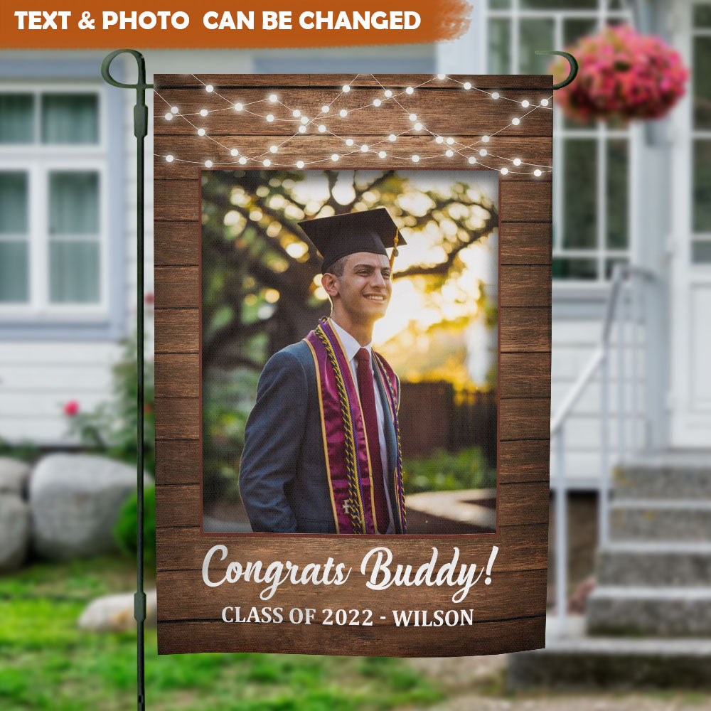 Custom Text Photo Graduation Garden Flag, Graduation Gift