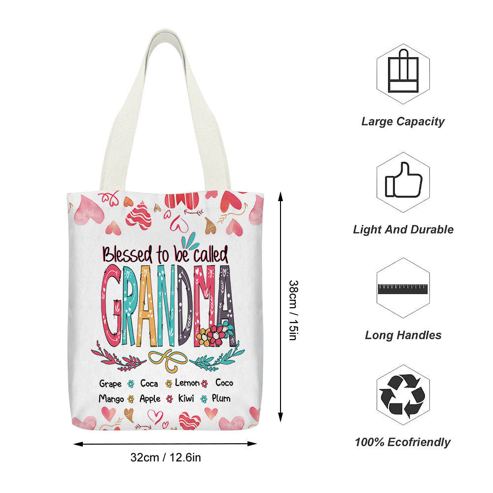 Personalized Blessed To Be Called Mom Grandma Tote Bag, Gift For Mother's Day JonxiFon