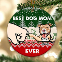 Thumbnail for Personalized Best Dog Dad Ever Christmas Ceramic Ornament, Personalized Decorative Ornament CHI-THUY